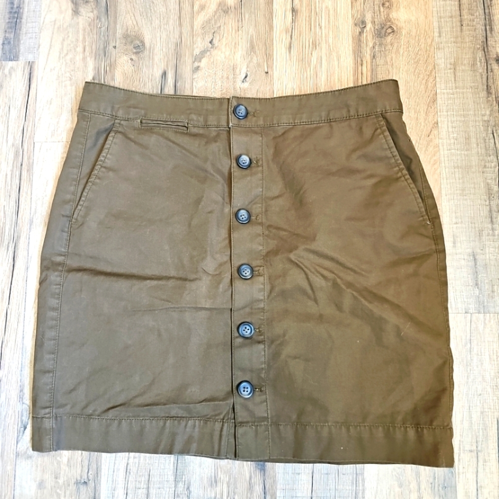 Gap Khakis By Gap Brown 100% Cotton Button Up Skirt Size 0